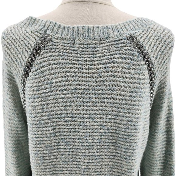 NWT Anthropologie Sleeping on Snow Rhinestone Blue Open Knit Sweater Medium - Picture 5 of 11